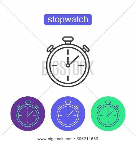 Classic Stopwatch Outline Icons Set. Editable Stroke Chronometer Sign For Mobile Application. Time M