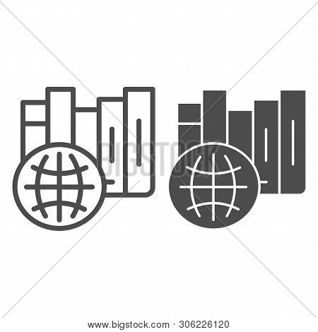International Library Line And Glyph Icon. International Education Vector Illustration Isolated On W