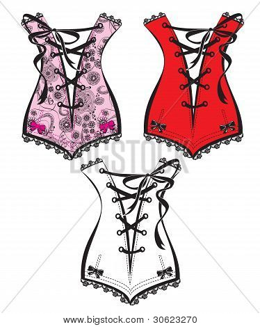 verzameling van mooie retro kleren illustratie - korsetten