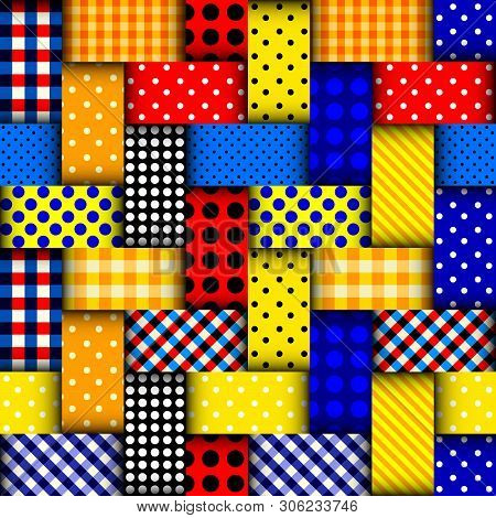 Patchwork Textile Pattern. Seamless Quilting Design Background.