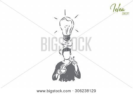 Generating Ideas Metaphor, Man With Lightbulb Over Head