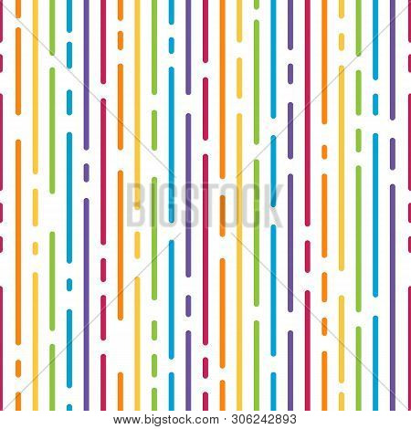 Abstract Colorful Rainbow Dash Line Vertical Stripes Pattern Samless Background Vector Design