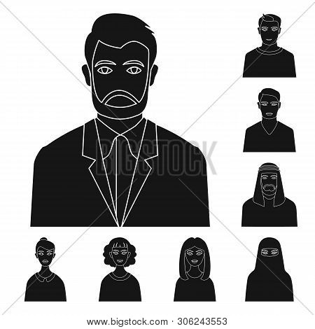 Vector Illustration Of Photo And Character  Sign. Set Of Photo And Face Vector Icon For Stock.