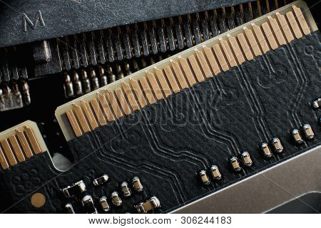 Electronic Circuit Blur Computer Board. Blur Electronic Circuit Close Up Computer