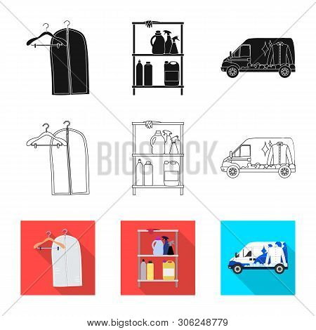 Isolated Object Of Laundry And Clean Logo. Collection Of Laundry And Clothes Vector Icon For Stock.