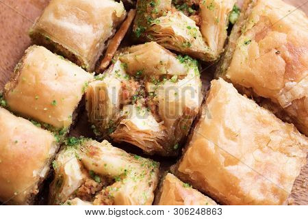 Traditional Sweet Oriental Dessert, Oriental Sweets Close-up, Baklava
