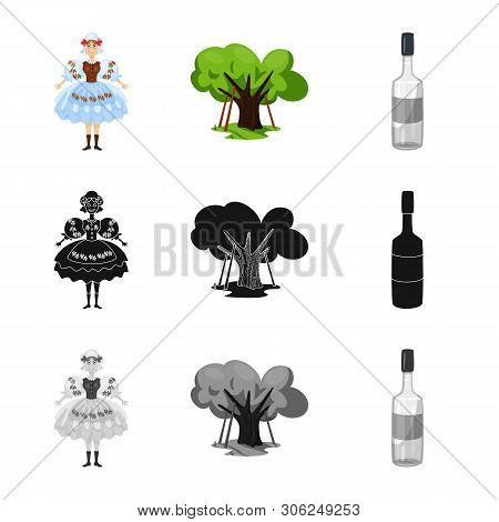 Vector Design Of Traditional And Tour Logo. Collection Of Traditional And Landmarks Vector Icon For 