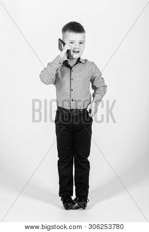Little Boss. Ceo Direstor. Confident Child Has Business Start Up. Modern Life. Childhood. Business C