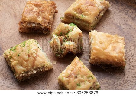 Traditional Sweet Oriental Dessert, Oriental Sweets Close-up, Baklava