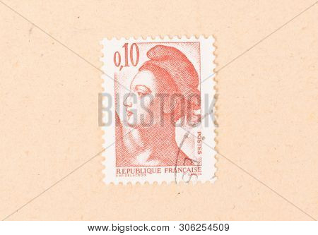 France - Circa 1980: A Stamp Printed In France Shows Portrait Of A Woman, Known As Liberty, After Eu