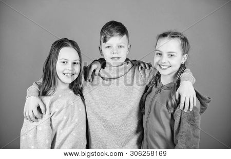 Happy To Have Such Good Friends. Teens Friends. Girl And Boy True Friendship. Children Smiling Faces