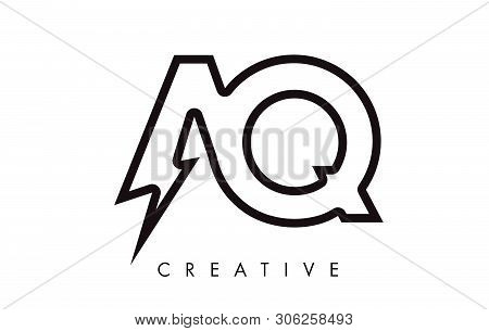 Aq Letter Logo Design With Lighting Thunder Bolt. Electric Bolt Letter Logo Vector Illustration.