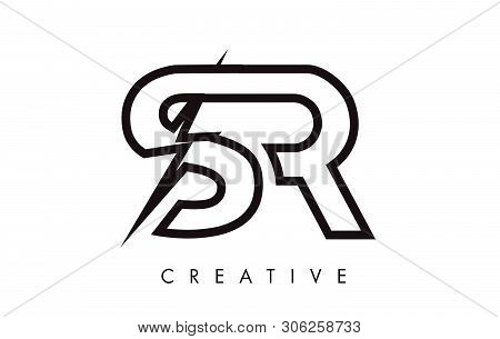 Sr Letter Logo Design With Lighting Thunder Bolt. Electric Bolt Letter Logo Vector Illustration.
