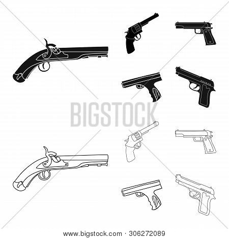 Vector Design Of Revolver And Pistol Sign. Collection Of Revolver And Trigger Stock Vector Illustrat