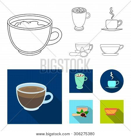 Vector Illustration Of Cup And Coffe Logo. Set Of Cup And Top  Vector Icon For Stock.