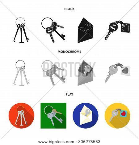 Isolated Object Of Key  And Protection Symbol. Collection Of Key  And Security Stock Symbol For Web.