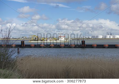 Doel, Belgium 17 March 2019, A Trailing Suction Hopper Dredger Tshd Called The Sebastiano Cobota Nea