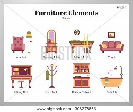 Furniture Vector Illustration In Flat Color Design