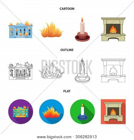 Vector Design Of Fire And Flame Symbol. Set Of Fire And Fireball Vector Icon For Stock.