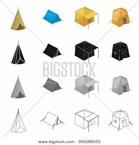 Vector Design Of Tent  And Camp Icon. Set Of Tent  And Forest Stock Vector Illustration.