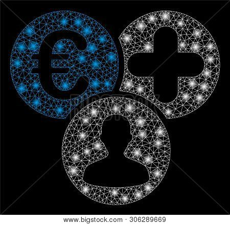Bright Mesh Euro Medical Expences With Lightspot Effect. Abstract Illuminated Model Of Euro Medical 