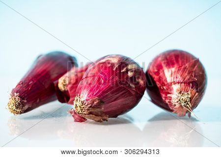 Red Onions From Tropea, White Background, Berries