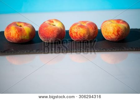 Vineyard Peaches In A Row, Freshness, Macro