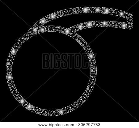 Bright Mesh Empty Special Retort With Glare Effect. Abstract Illuminated Model Of Empty Special Reto