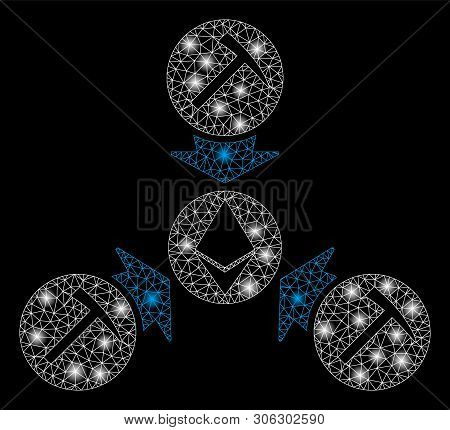 Bright Mesh Ethereum Mining Pool With Glow Effect. Abstract Illuminated Model Of Ethereum Mining Poo