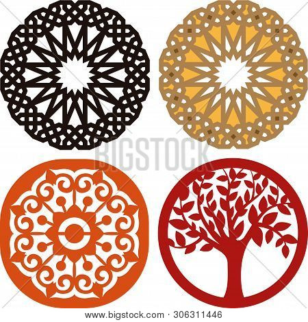 Four Coasters For Laser Cutting Or Vinil Ploter.