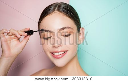 Beautiful Thick Eyebrows, A Vivid Glance. Perfect Eyebrows, Make-up Correction
