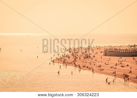 The Gulf Of Finland . Summer Sea In Clear Windless Weather. Sea Without Waves.
