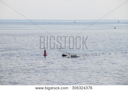 The Gulf Of Finland . Summer Sea In Clear Windless Weather. Sea Without Waves.