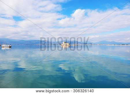 Landscape Of The Venetian Castle Bourtzi At Nafplio Argolis Greece