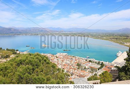 Landscape Of Nafplio Town Argolis Greece - Drone View