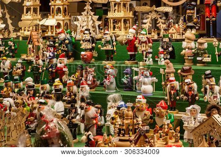 Christmas Market Striezelmarkt Stand In Dresden, Germany