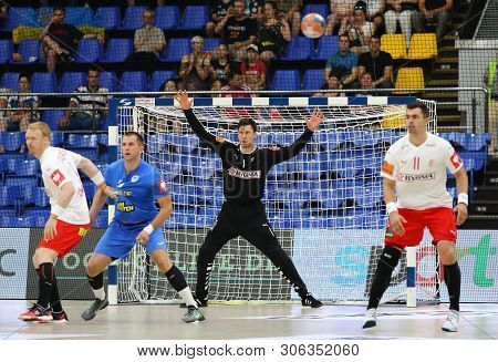 Kyiv, Ukraine - June 12, 2019: Goalkeeper Niklas Landin Jacobsen Of Denmark In Action During The Ehf