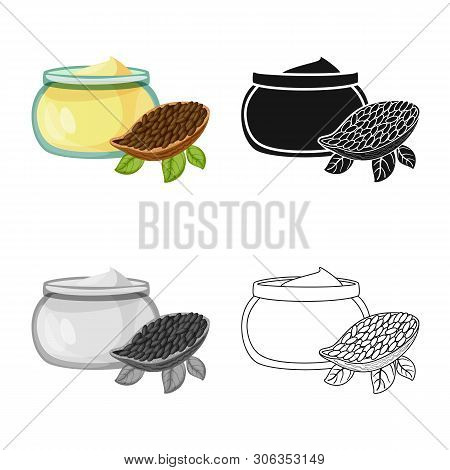 Vector Illustration Of Cacao And Butter Sign. Set Of Cacao And Nougat  Vector Icon For Stock.