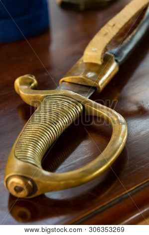 Knife Guard Hand Protection Close Up, Vintage Boarding Sword Closeup Gunsmith Design