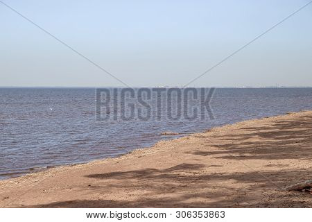 The Gulf Of Finland . Summer Sea In Clear Windless Weather. Sea Without Waves.