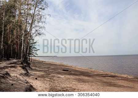 The Gulf Of Finland . Summer Sea In Clear Windless Weather. Sea Without Waves.