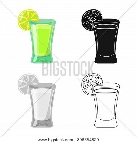 Vector Illustration Of Cocktail And Glass Symbol. Collection Of Cocktail And Lemon Vector Icon For S