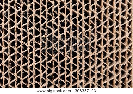 Cross Section Of Cardboard Corrugated Pattern As Baskground And Texture Vertical Close Up