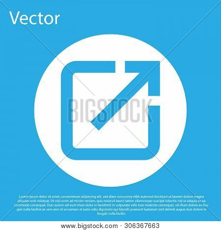 Blue Open In New Window Icon Isolated On Blue Background. Open Another Tab Button Sign. Browser Fram