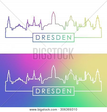 Dresden City Skyline. Colorful Linear Style. Editable Vector File.