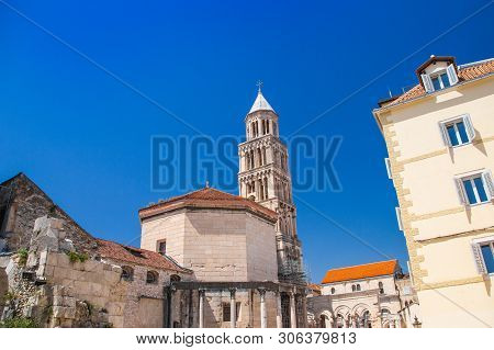 Split, Dalmatia, Croatia, Cathedral Of Saint Domnius And Diocletian Palace In Split, Dalmatia, Croat