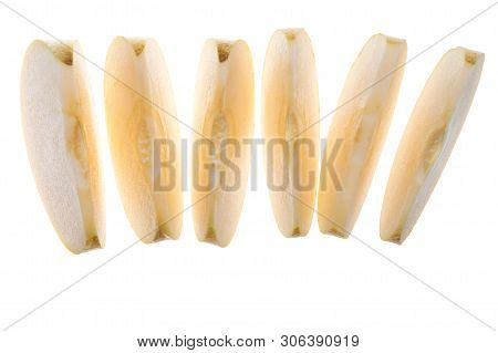 Yellow Apple Sliced (chantecler, Chanteclerc, Malus Domestica). Variety Mix Of Golden Delicious And 
