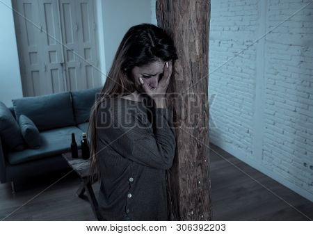 Social Issues Domestic Violence Concept. Woman Victim Of Spouse Intimate Abuse And Physical Aggressi