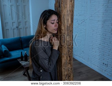 Woman Victim Of Domestic Violence And Abuse Feeling Alone And Depressed