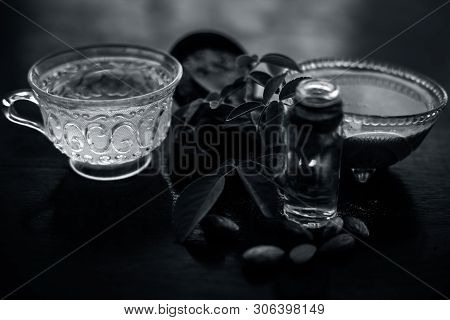 Homemade Hair Conditioner On Wooden Surface Of Devil's Dung Powder Or Hing Powder Well Mixed With Gr